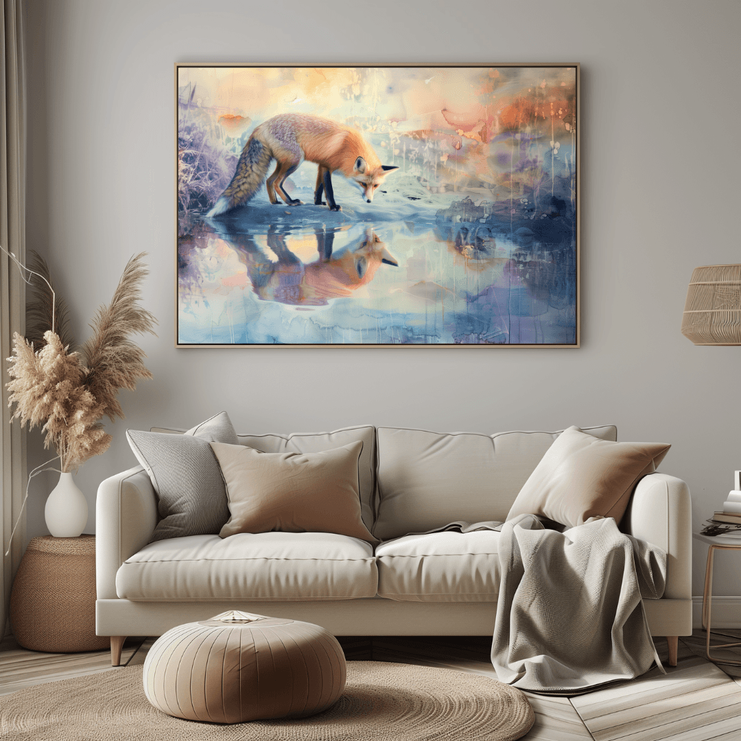Fox Fox Reflection – Watercolor Dream Canvas