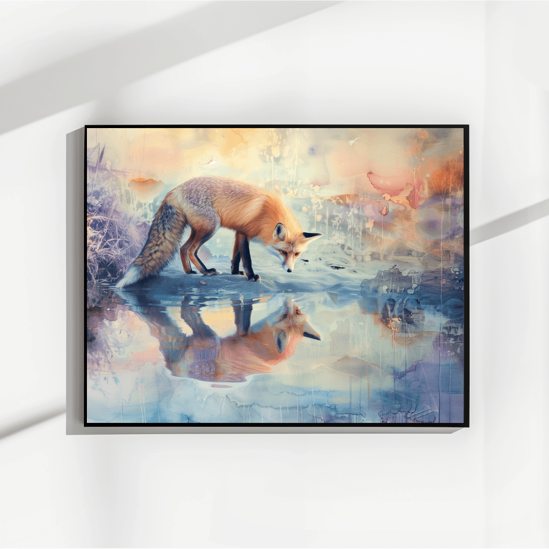 Fox Fox Reflection – Watercolor Dream Canvas