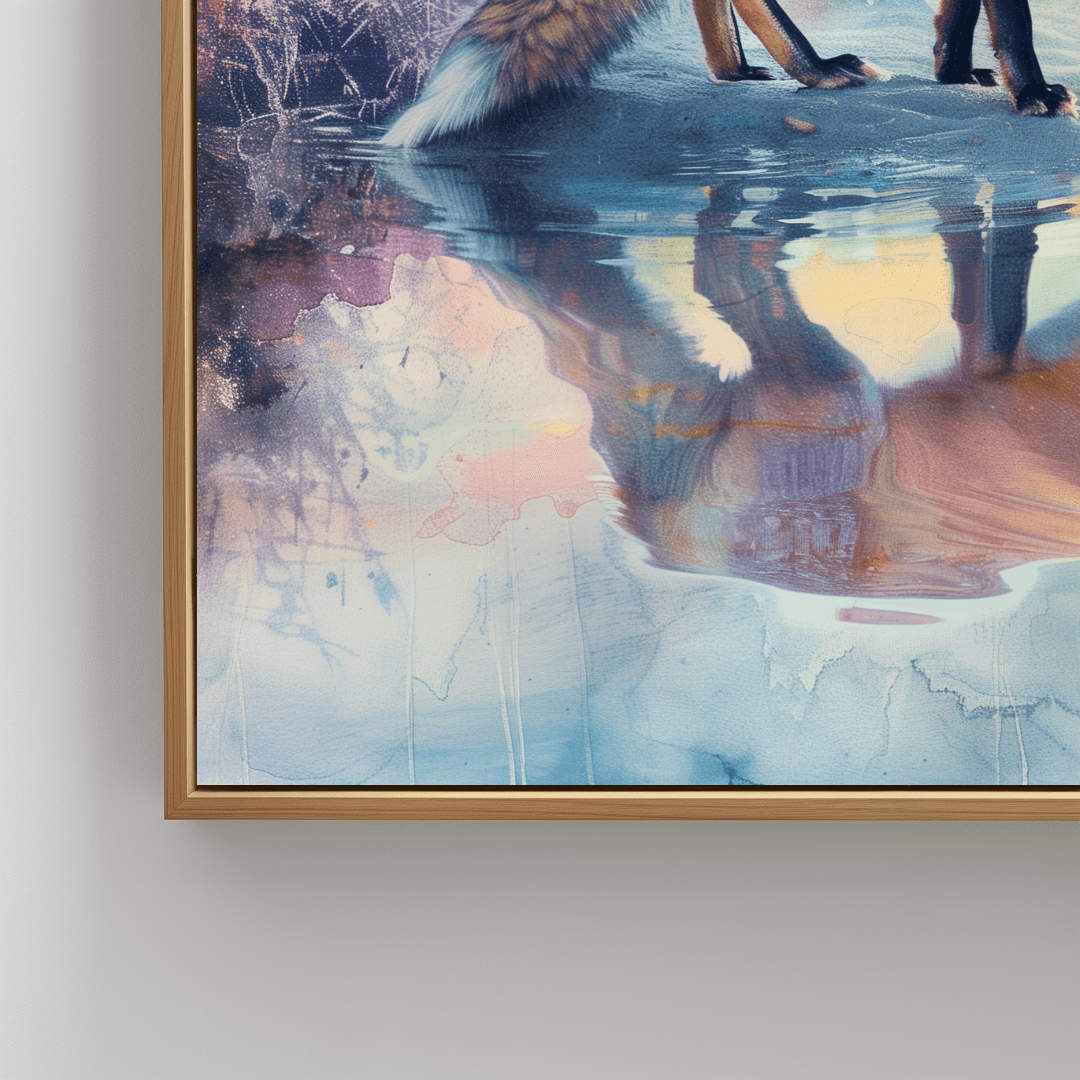 Fox Fox Reflection – Watercolor Dream Canvas
