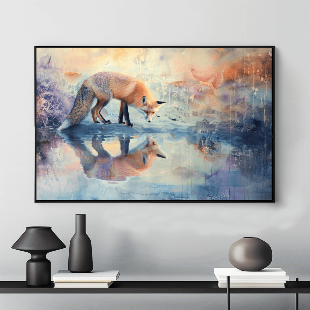 Fox Fox Reflection – Watercolor Dream Canvas