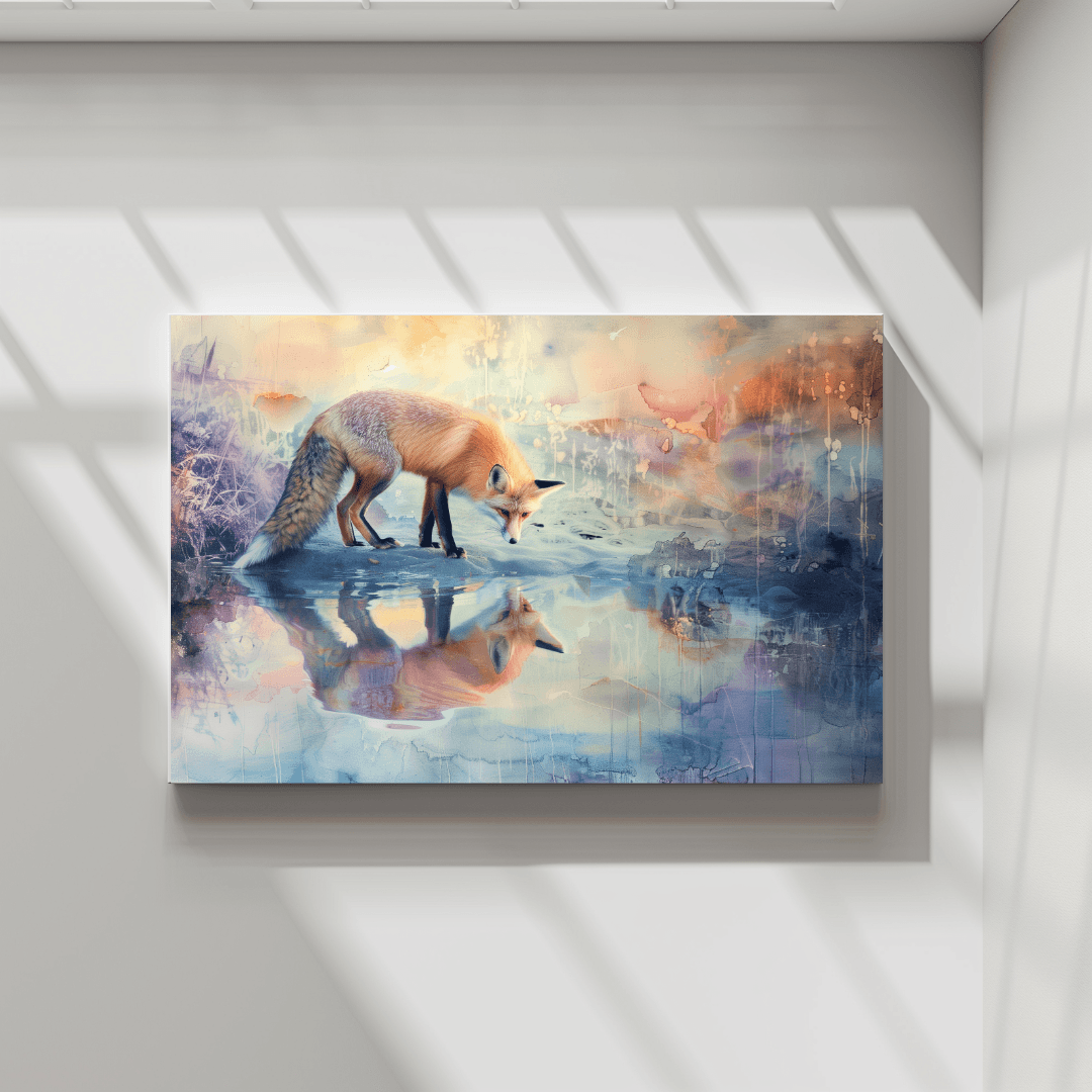 Fox Fox Reflection – Watercolor Dream Canvas