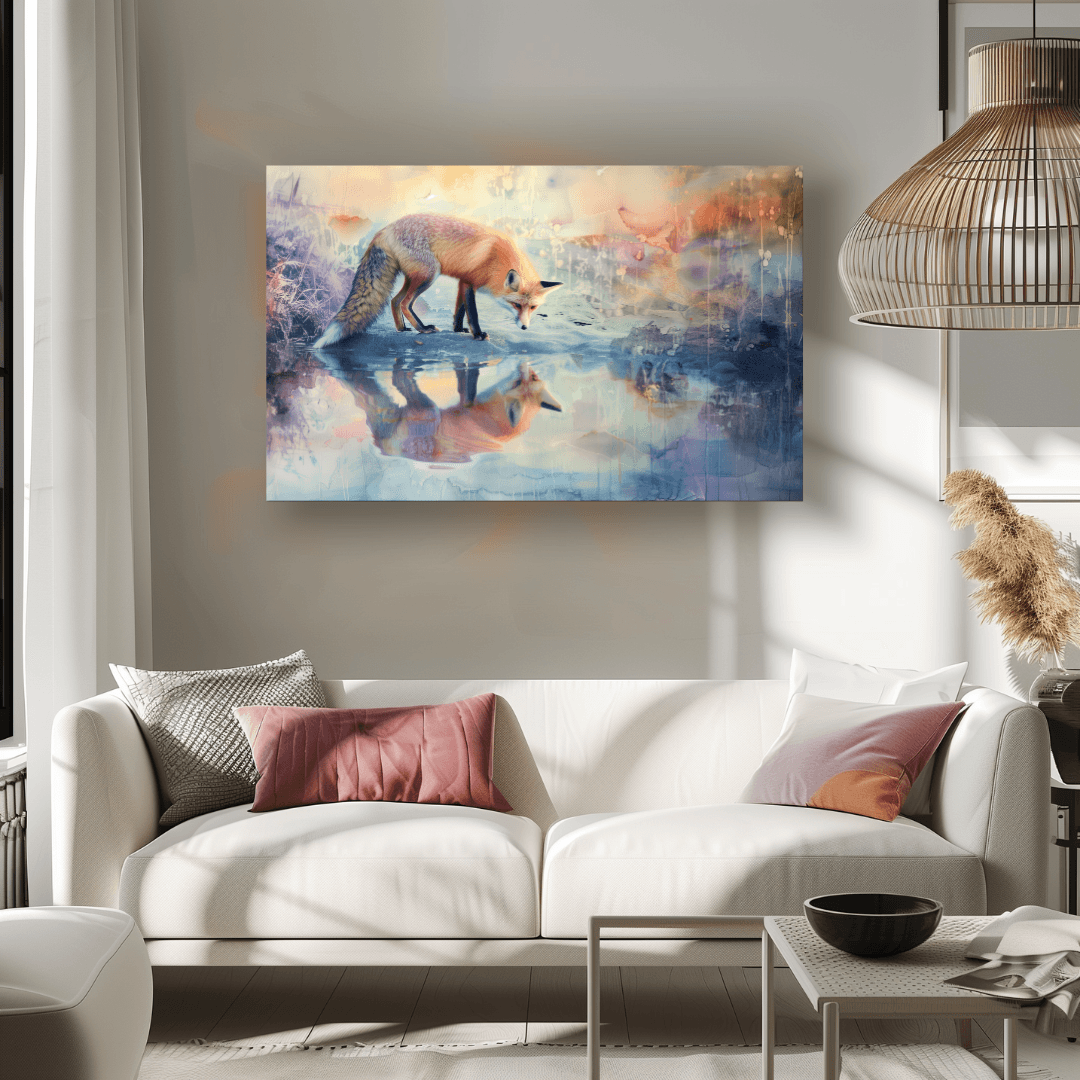 Fox Fox Reflection – Watercolor Dream Canvas