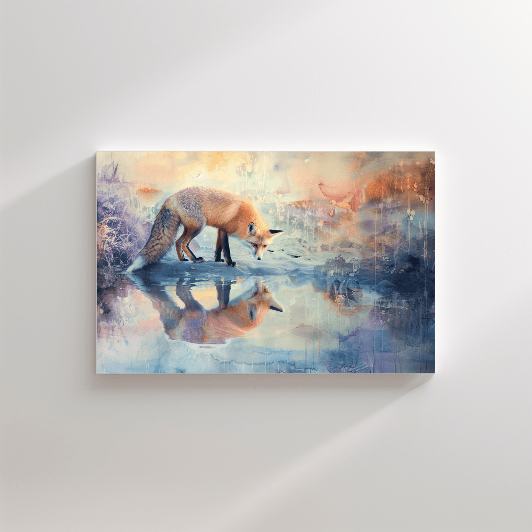 Fox Fox Reflection – Watercolor Dream Canvas