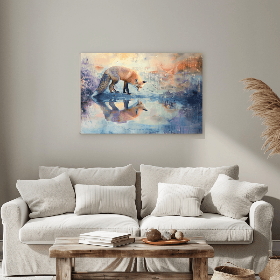 Fox Fox Reflection – Watercolor Dream Canvas