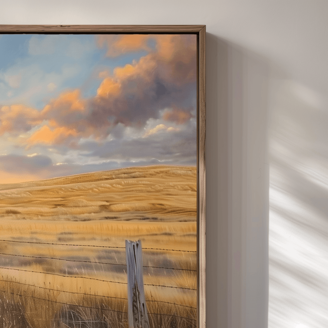 Highland Cow Highland Cow – Rural Sunset Landscape Canvas