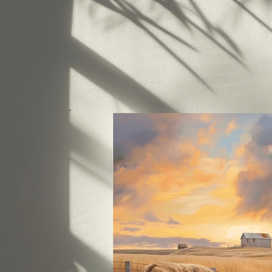 Highland Cow Highland Cow – Rural Sunset Landscape Canvas