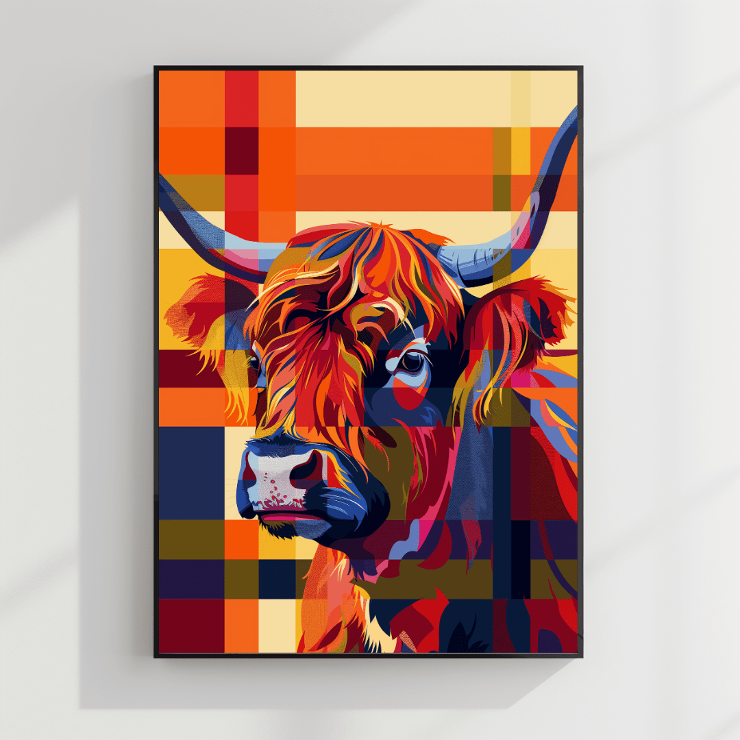 undefined Highland Cow – Pop Art Plaid Canvas