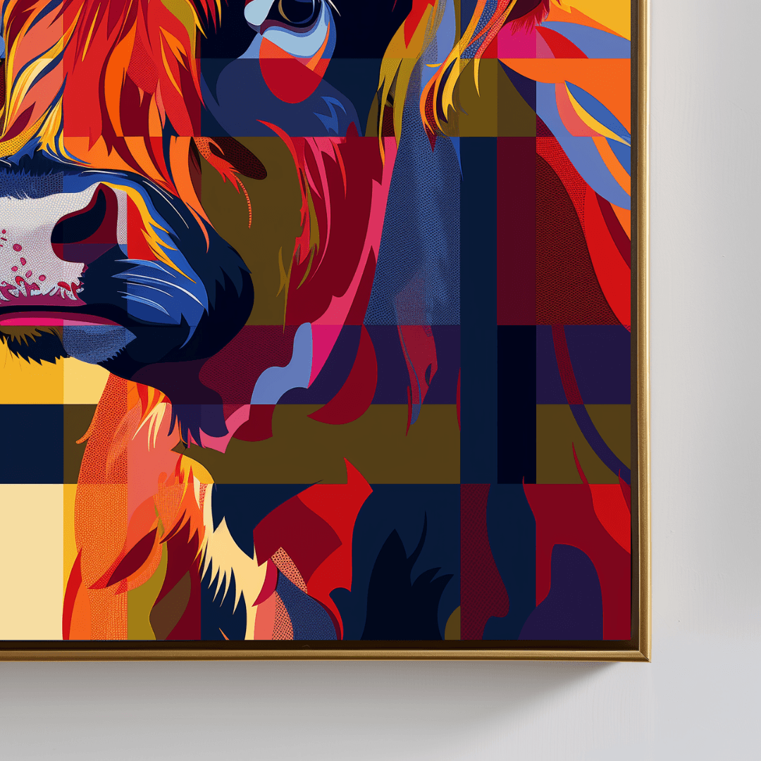 Highland Cow Highland Cow – Pop Art Plaid Canvas