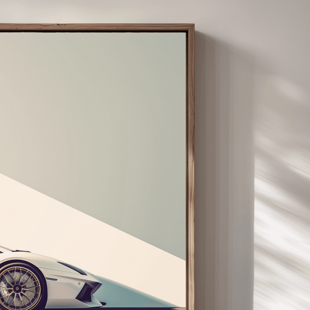 Lamborghini White Lamborghini – Shadow Play Canvas