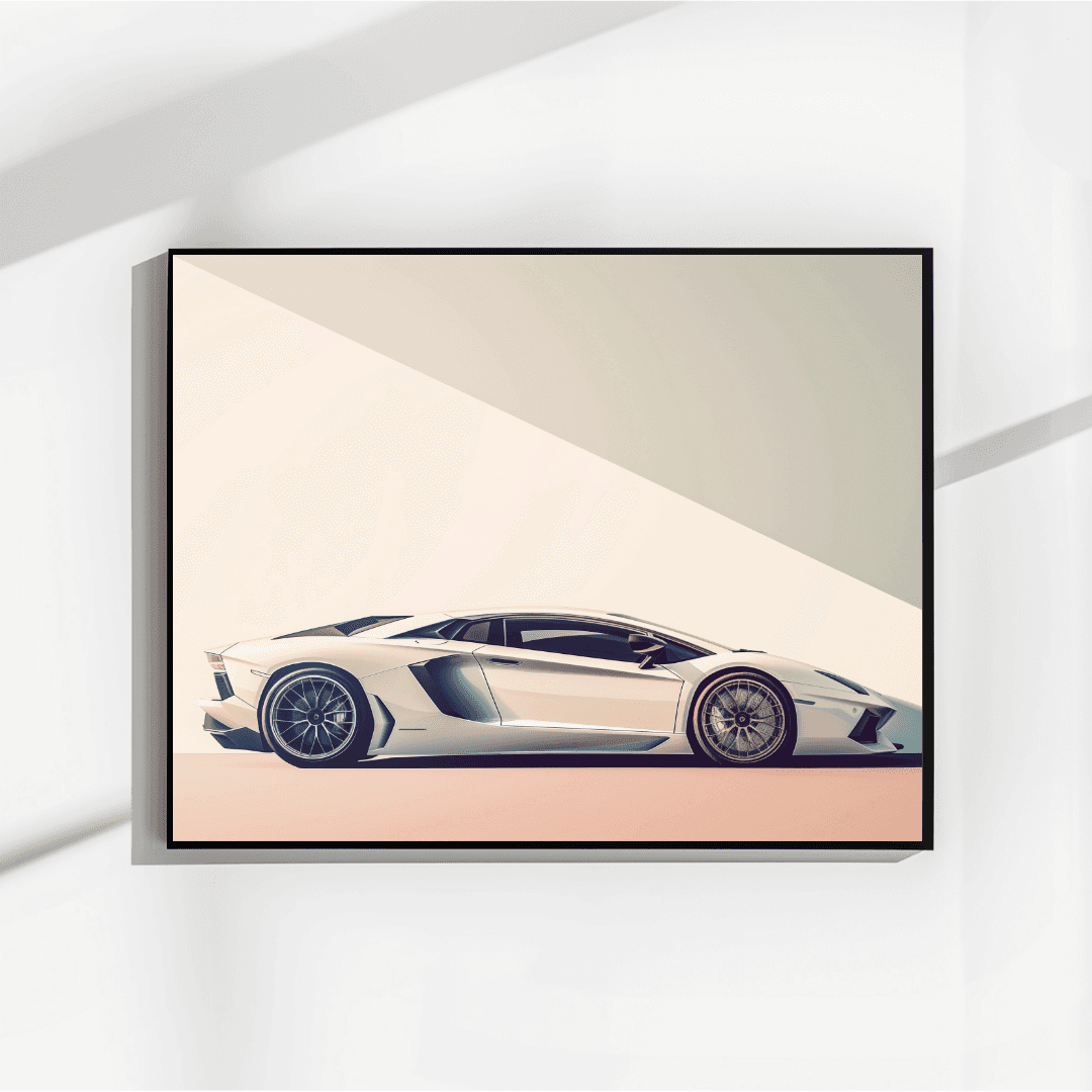 Lamborghini White Lamborghini – Shadow Play Canvas