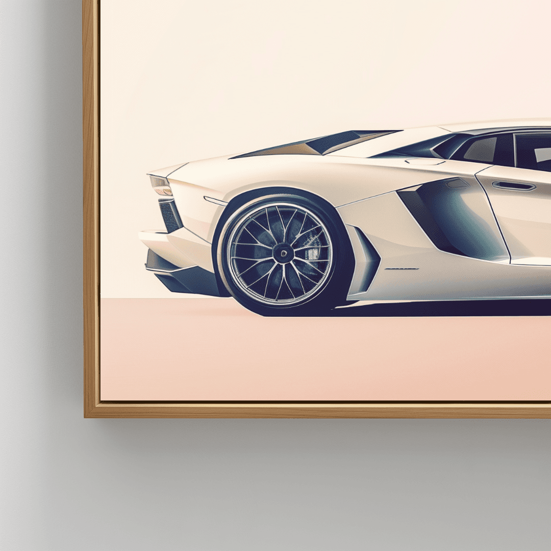 Lamborghini White Lamborghini – Shadow Play Canvas