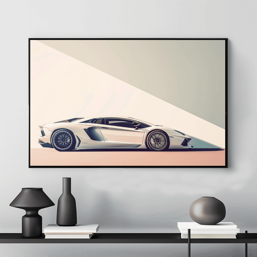 Lamborghini White Lamborghini – Shadow Play Canvas