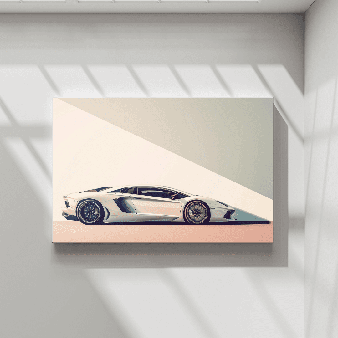 Lamborghini White Lamborghini – Shadow Play Canvas