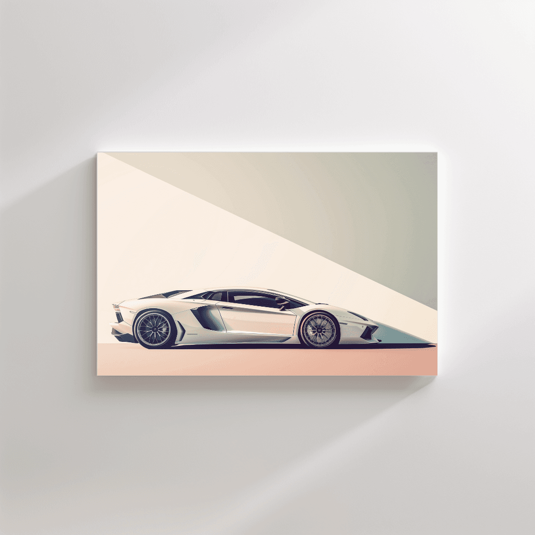 Lamborghini White Lamborghini – Shadow Play Canvas