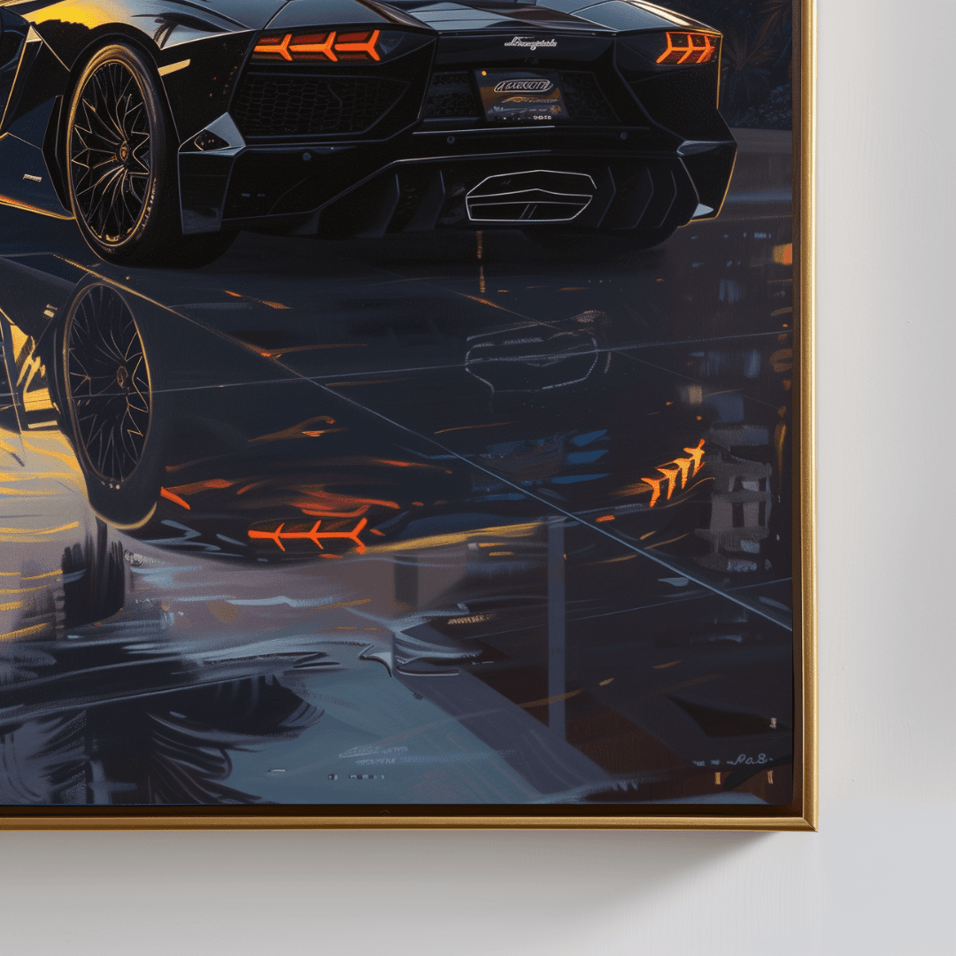 Lamborghini Black Lamborghini – Villa Sunset Canvas