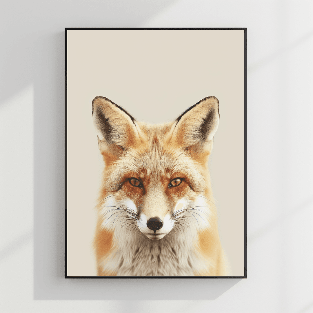undefined Minimal Fox – Neutral Background Canvas
