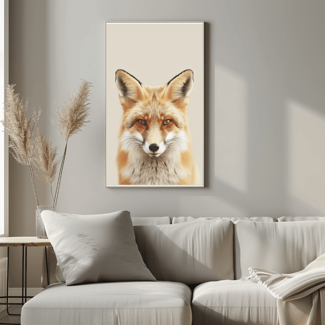 Fox Minimal Fox – Neutral Background Canvas