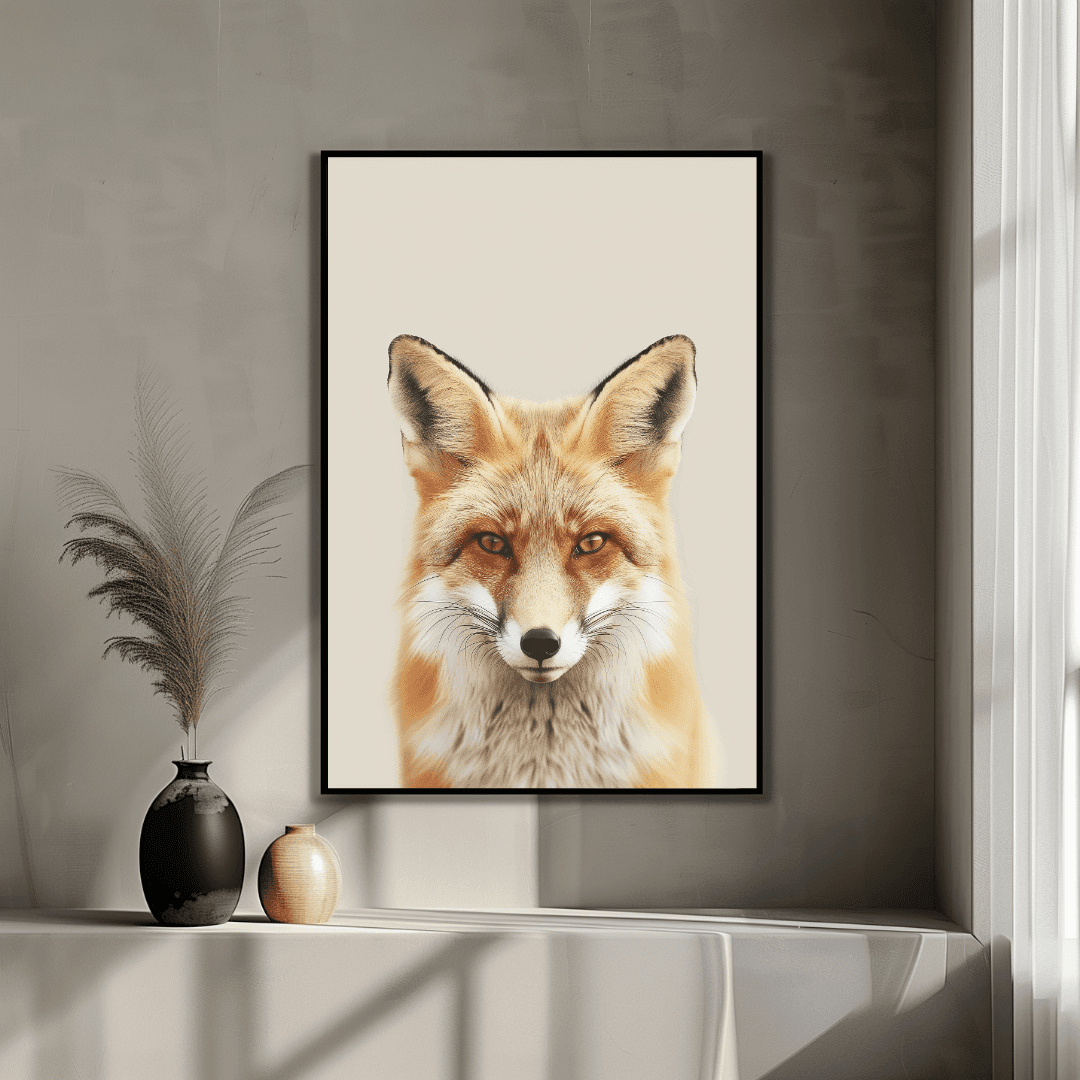 Fox Minimal Fox – Neutral Background Canvas