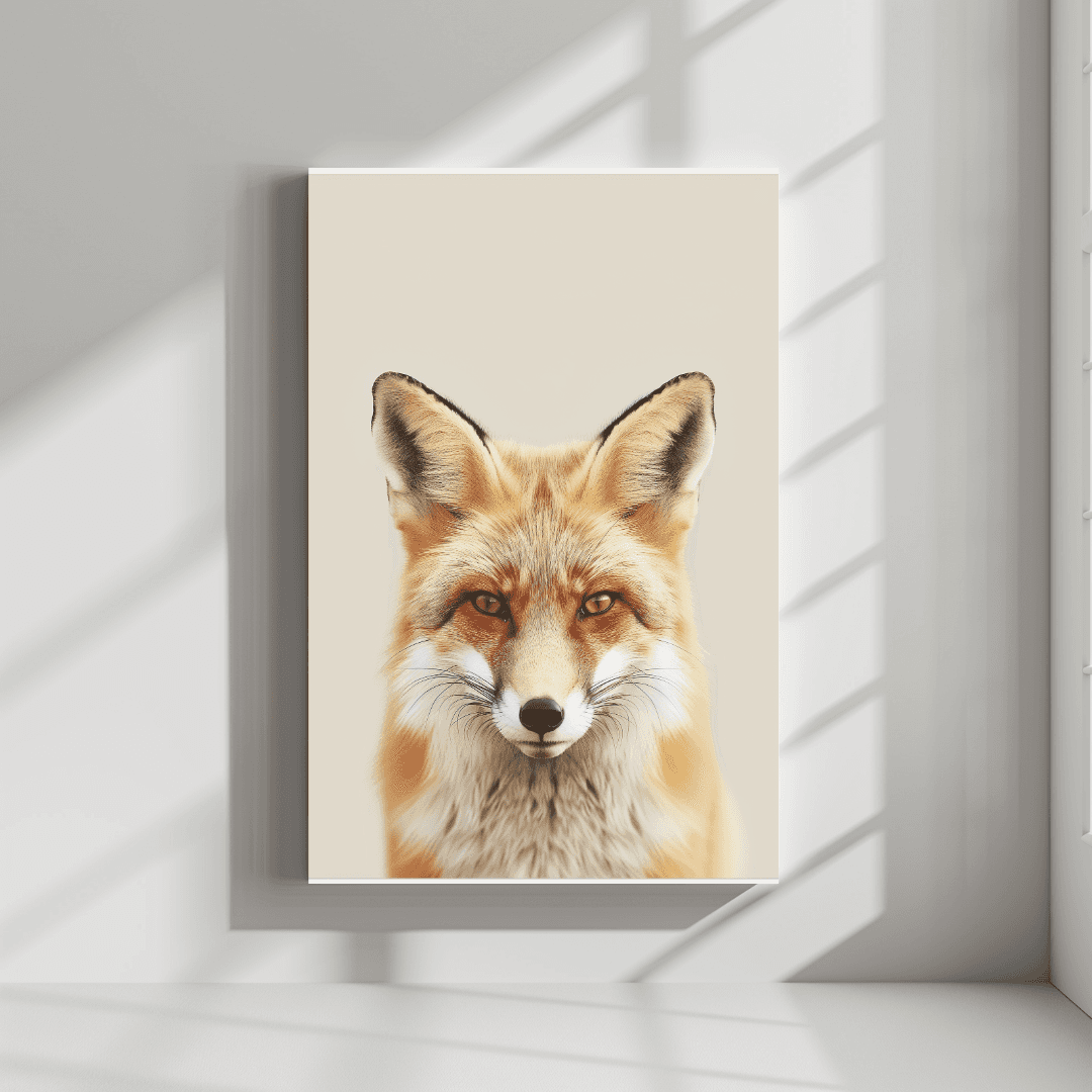 Fox Minimal Fox – Neutral Background Canvas