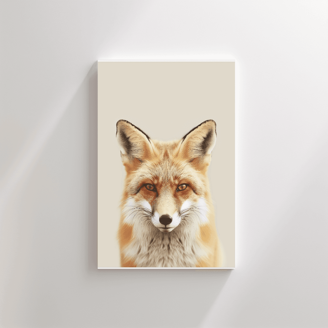 Fox Minimal Fox – Neutral Background Canvas