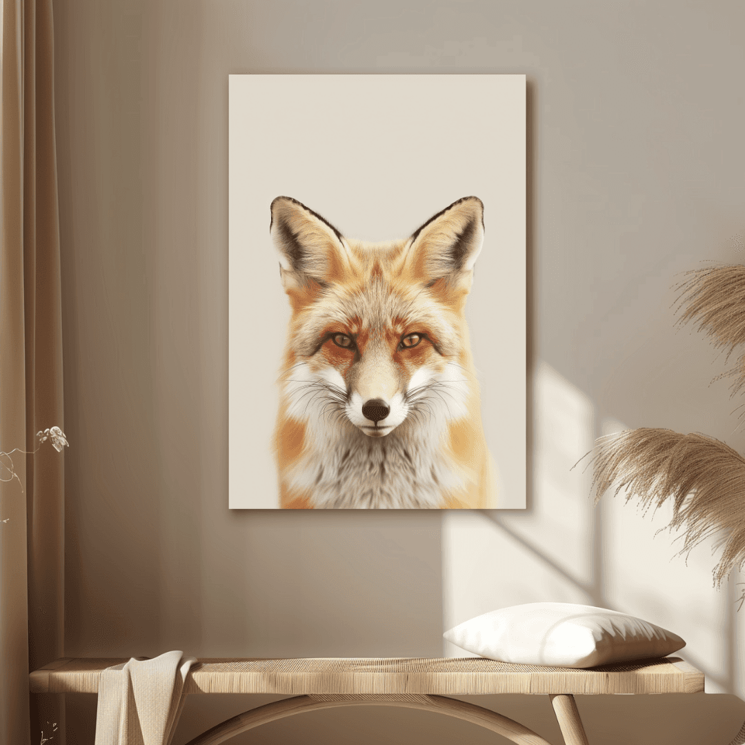 Fox Minimal Fox – Neutral Background Canvas