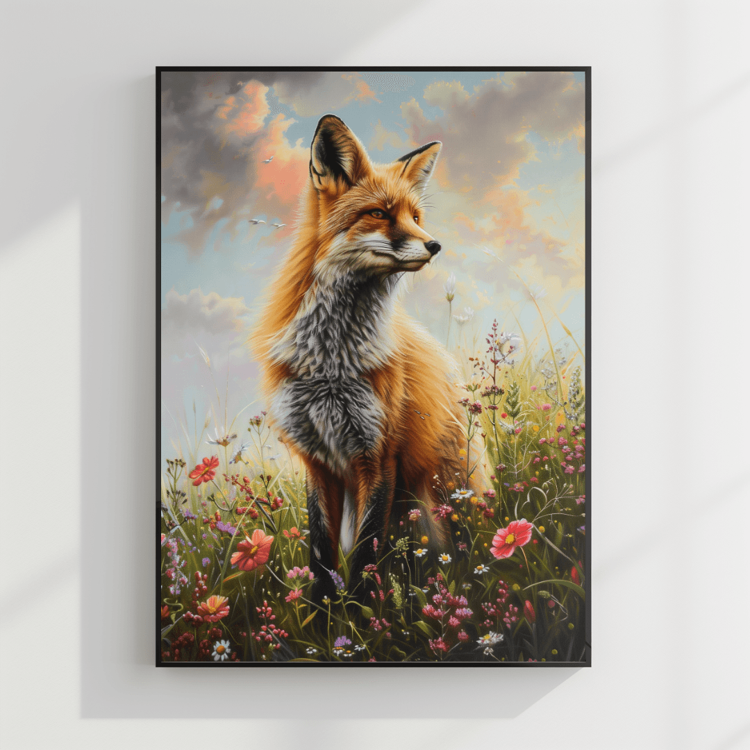 undefined Fox in Wildflower Meadow – Nature Bloom Canvas