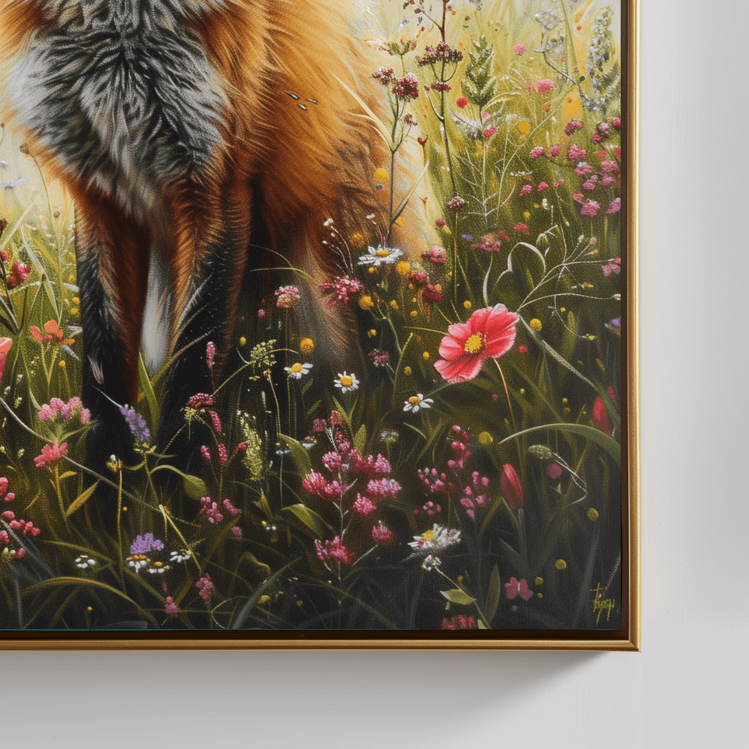 Fox Fox in Wildflower Meadow – Nature Bloom Canvas