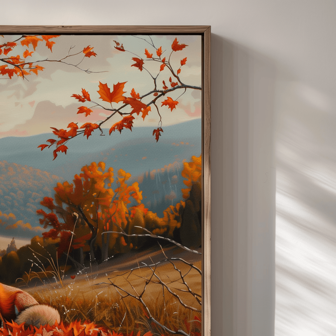 Fox Fox by the Barn – Autumn Hillside Canvas