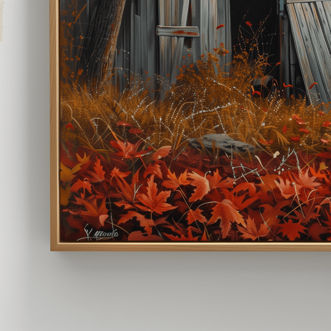 Fox Fox by the Barn – Autumn Hillside Canvas