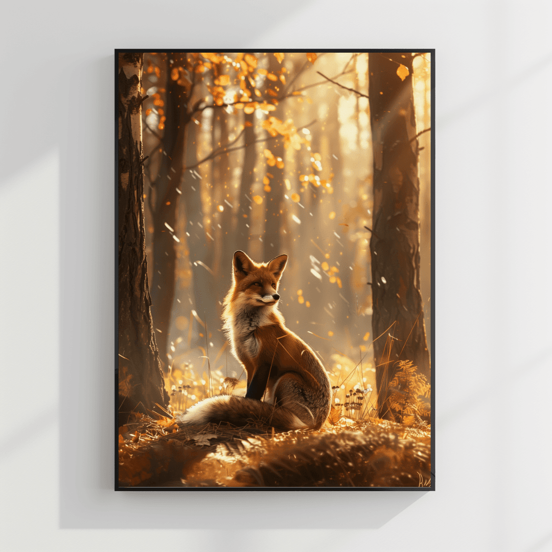 undefined Fox in Autumn Light – Forest Glow Canvas