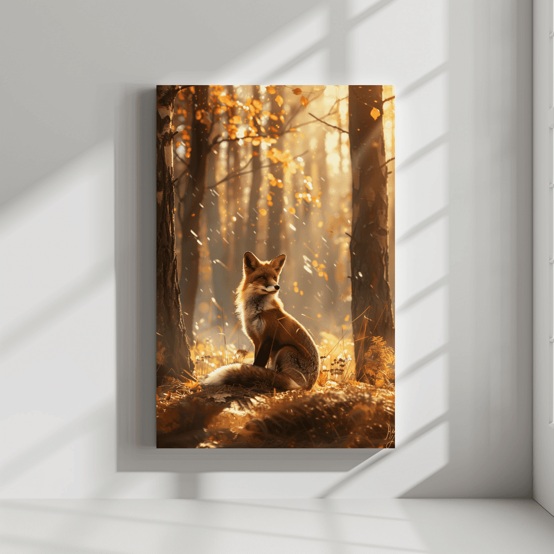 Fox Fox in Autumn Light – Forest Glow Canvas
