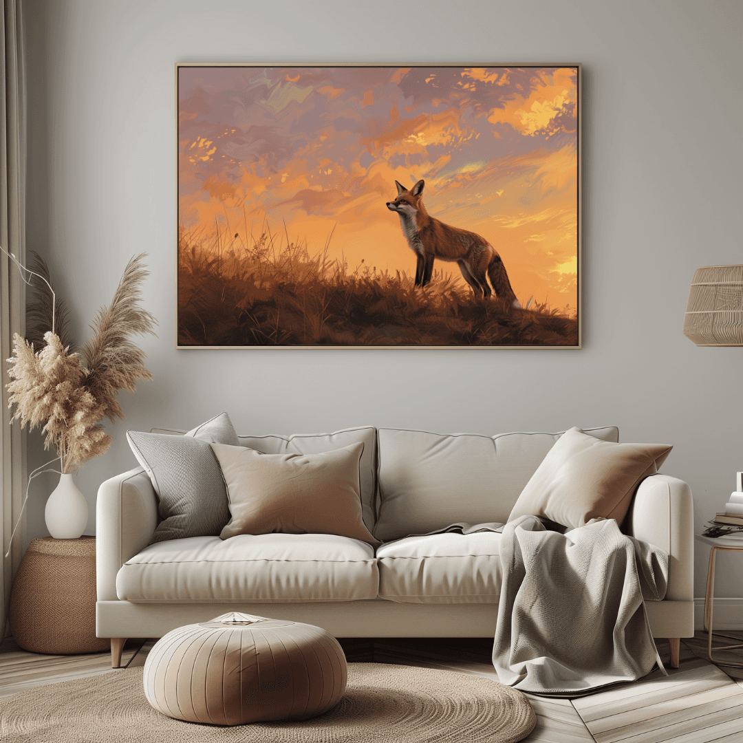 Fox Fox on the Hill – Golden Sunset Canvas