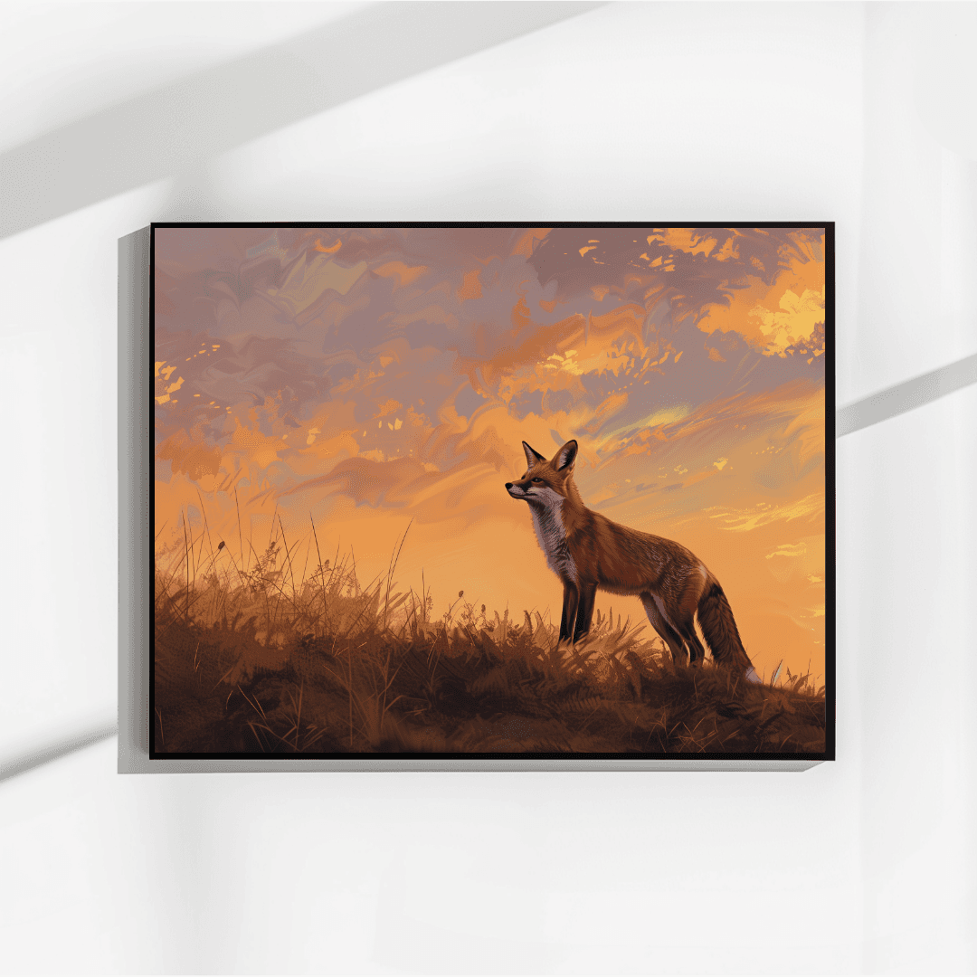 Fox Fox on the Hill – Golden Sunset Canvas