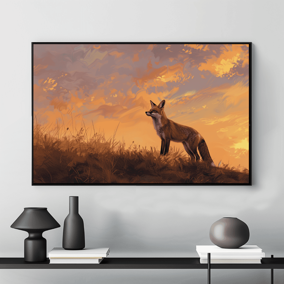 Fox Fox on the Hill – Golden Sunset Canvas