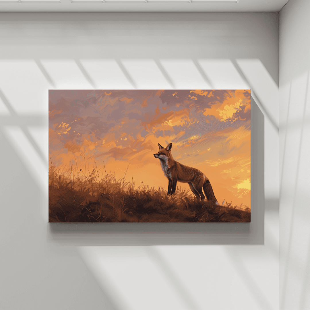 Fox Fox on the Hill – Golden Sunset Canvas