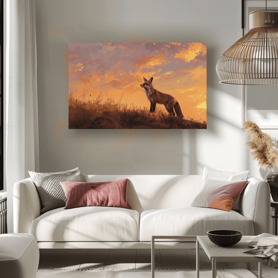 Fox Fox on the Hill – Golden Sunset Canvas
