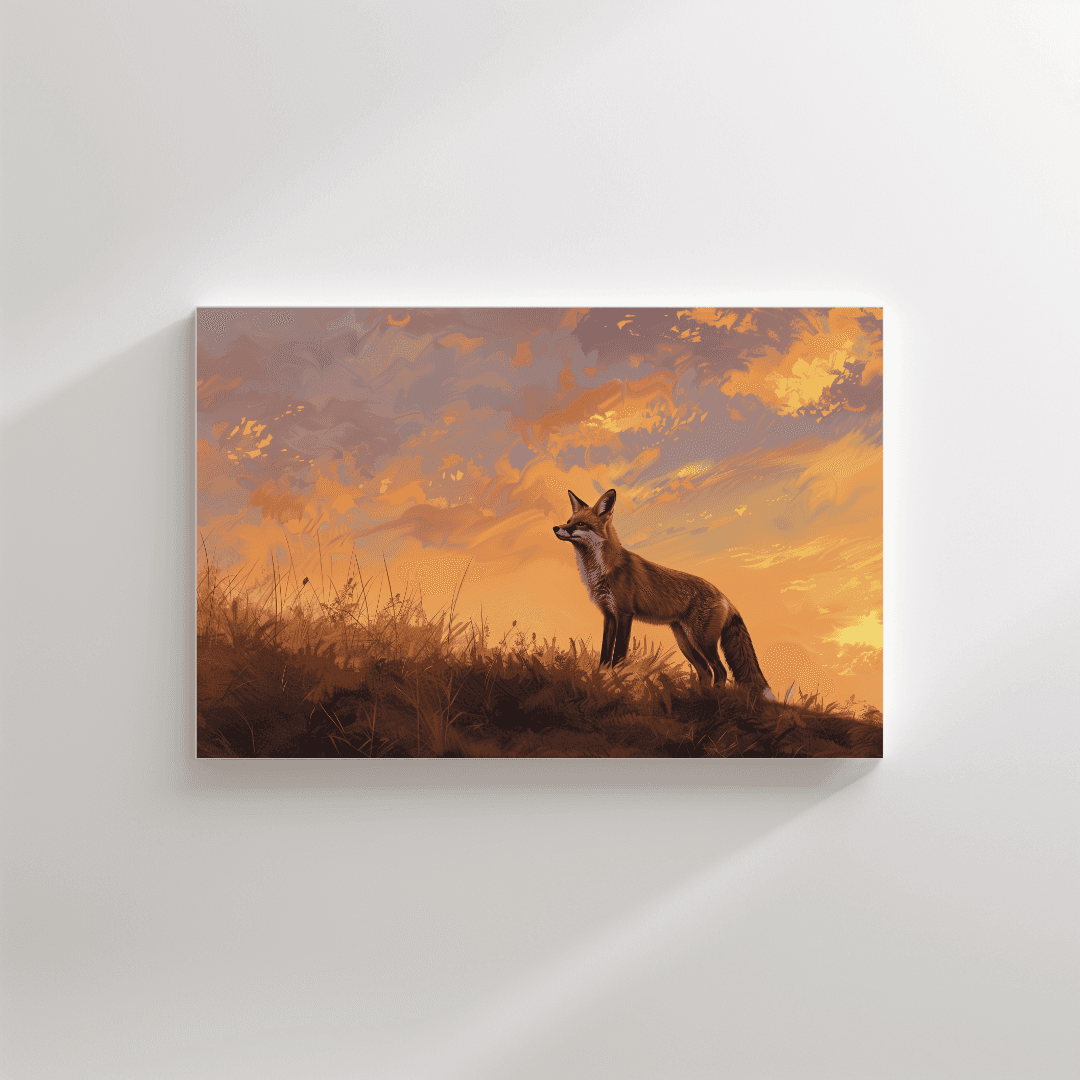Fox Fox on the Hill – Golden Sunset Canvas