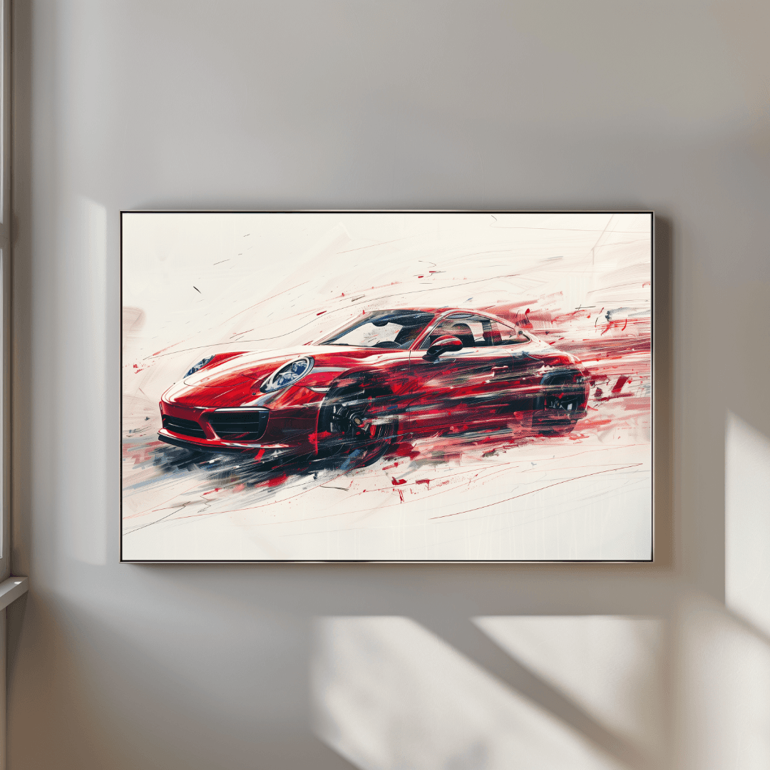 Porsche Red Porsche – Speed in Motion Canvas