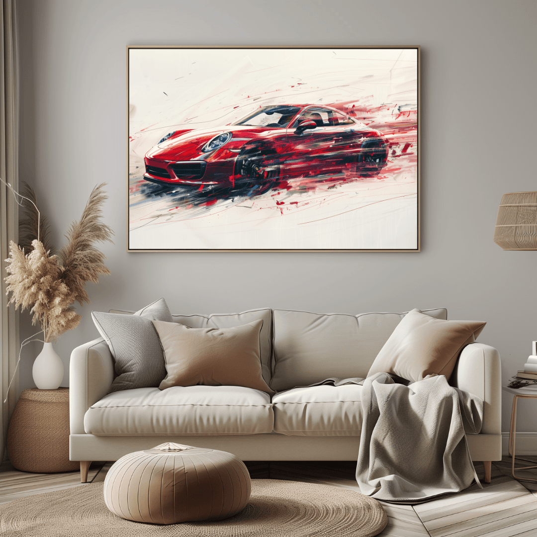 Porsche Red Porsche – Speed in Motion Canvas