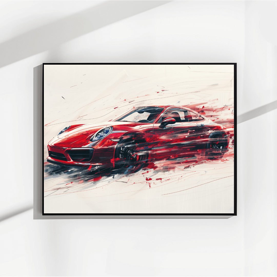 Porsche Red Porsche – Speed in Motion Canvas