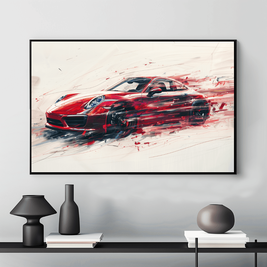 Porsche Red Porsche – Speed in Motion Canvas