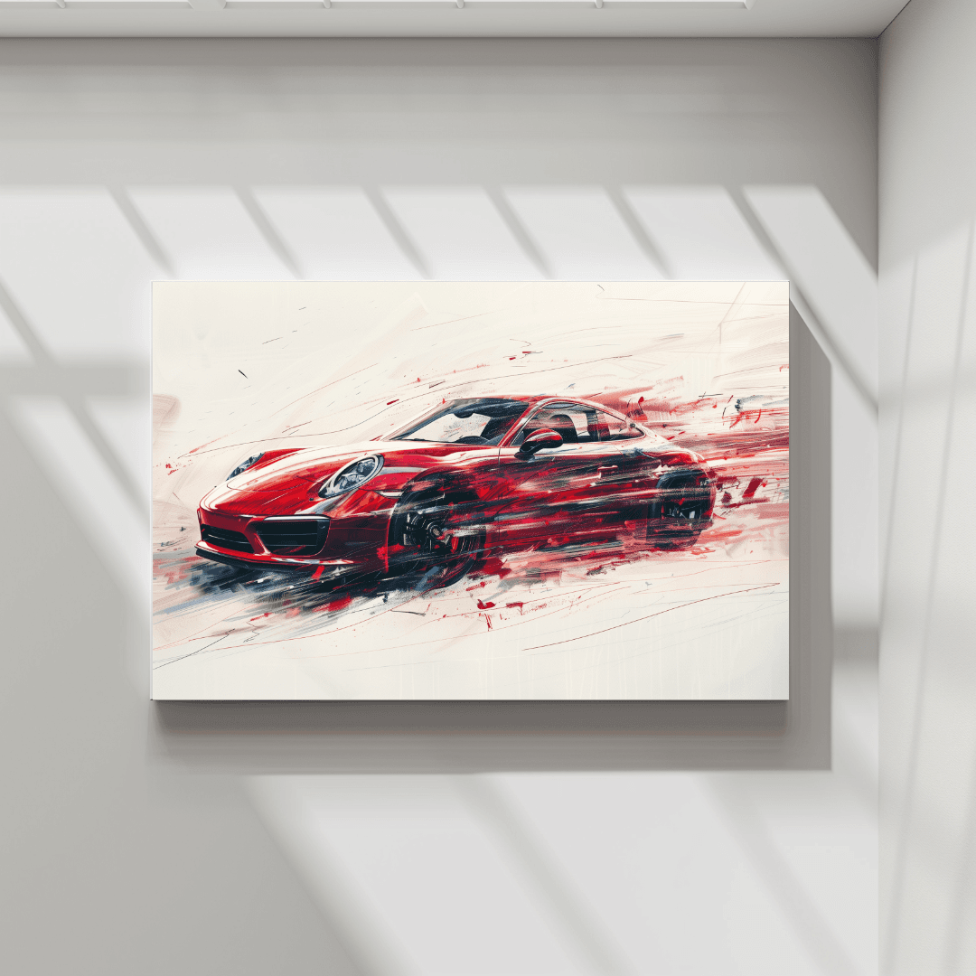 Porsche Red Porsche – Speed in Motion Canvas