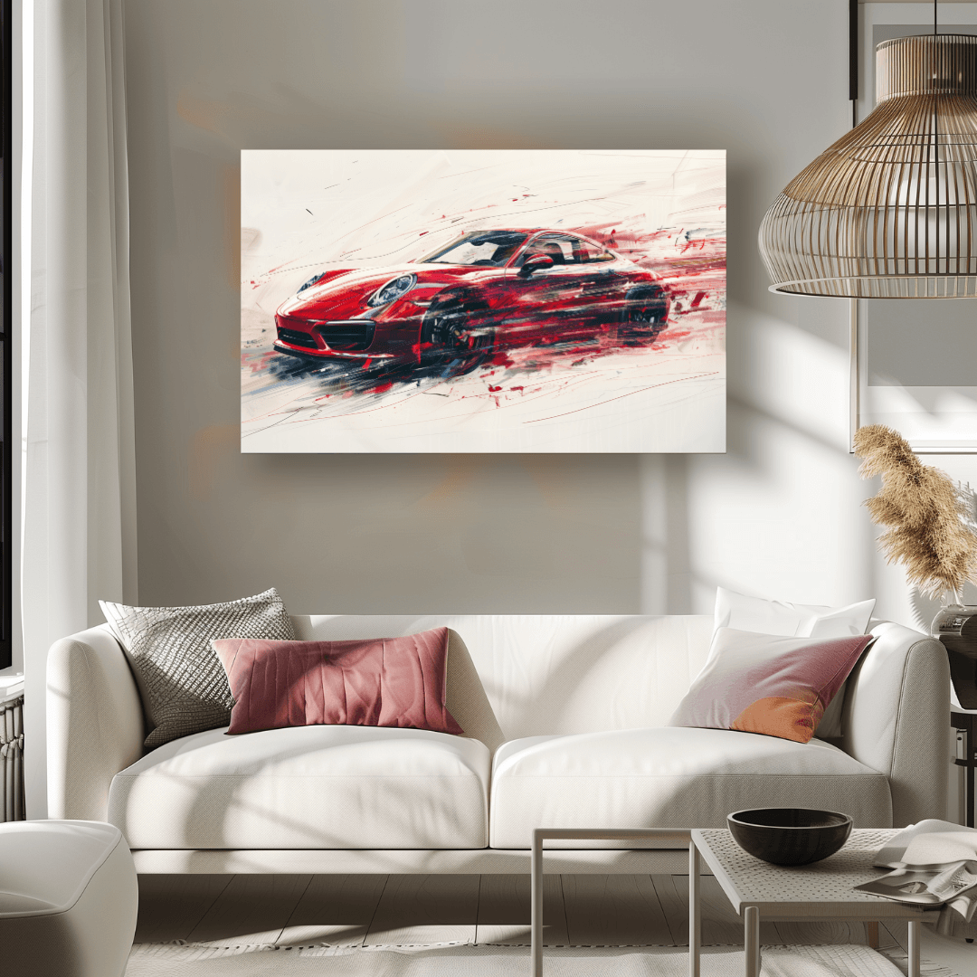 Porsche Red Porsche – Speed in Motion Canvas