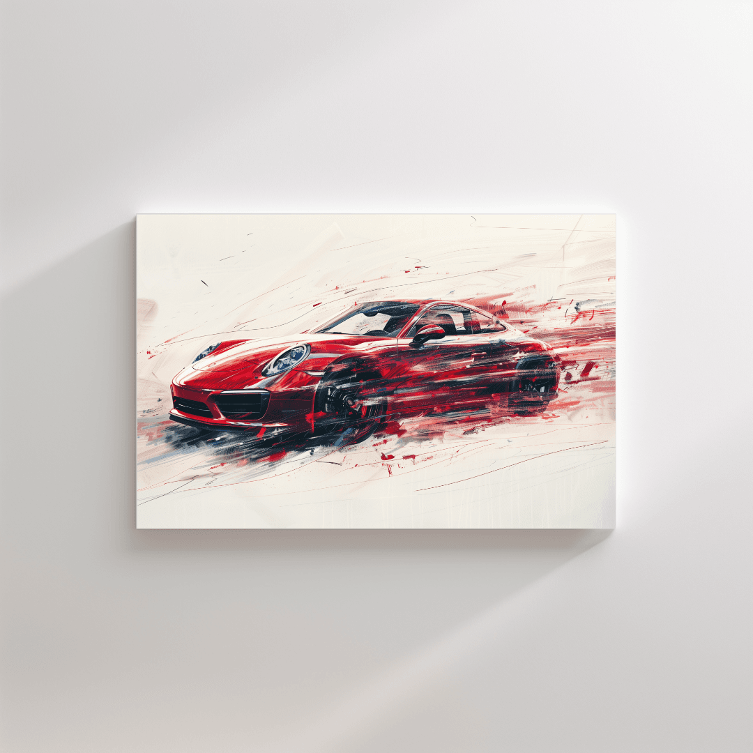 Porsche Red Porsche – Speed in Motion Canvas