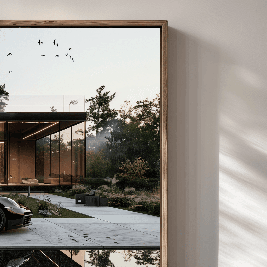 Porsche Black Porsche – Modern Villa Reflection Canvas