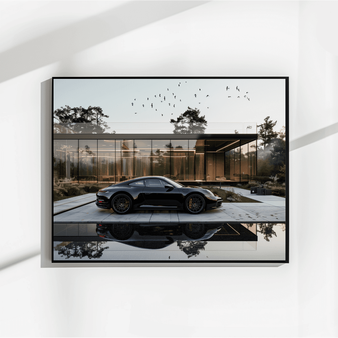 Porsche Black Porsche – Modern Villa Reflection Canvas
