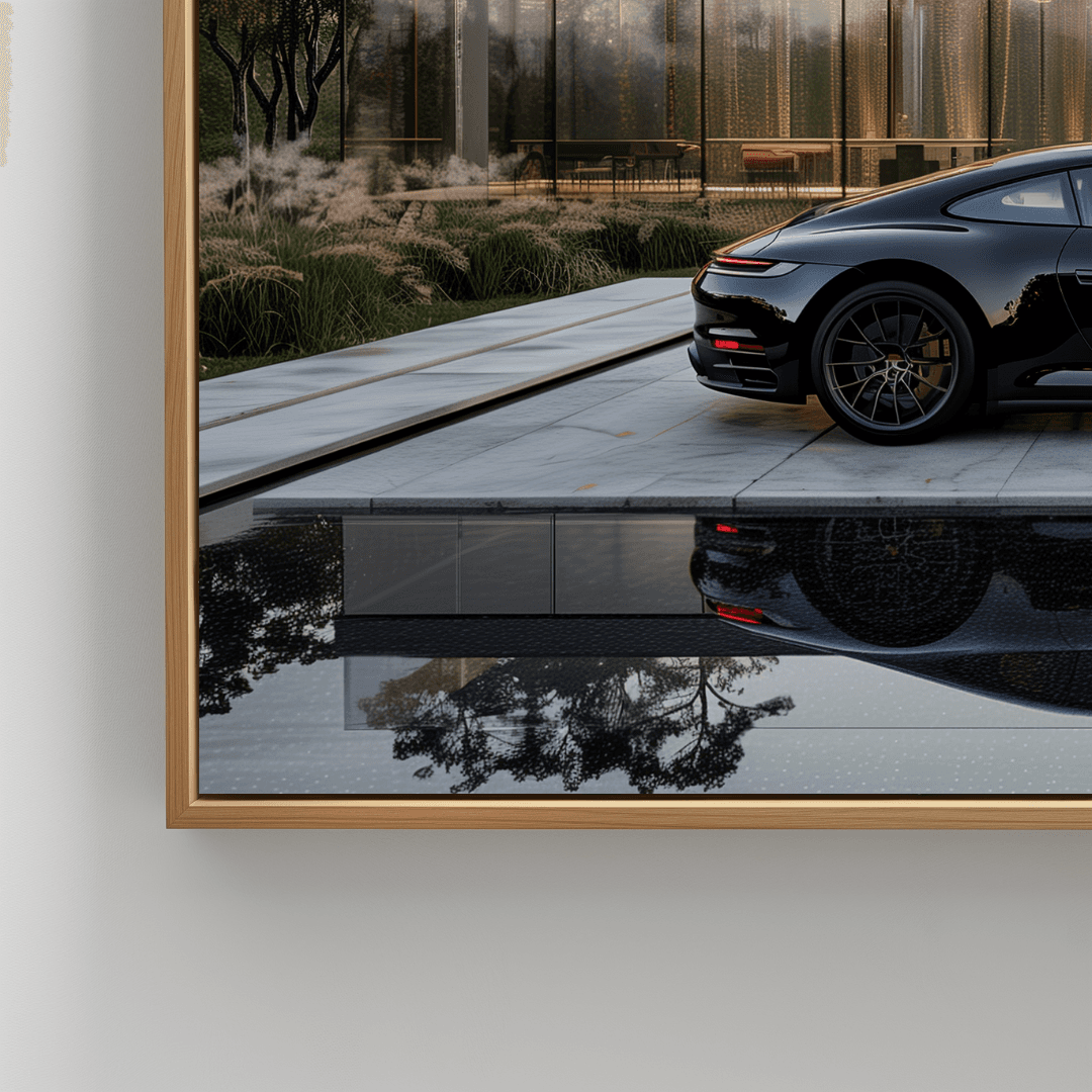 Porsche Black Porsche – Modern Villa Reflection Canvas
