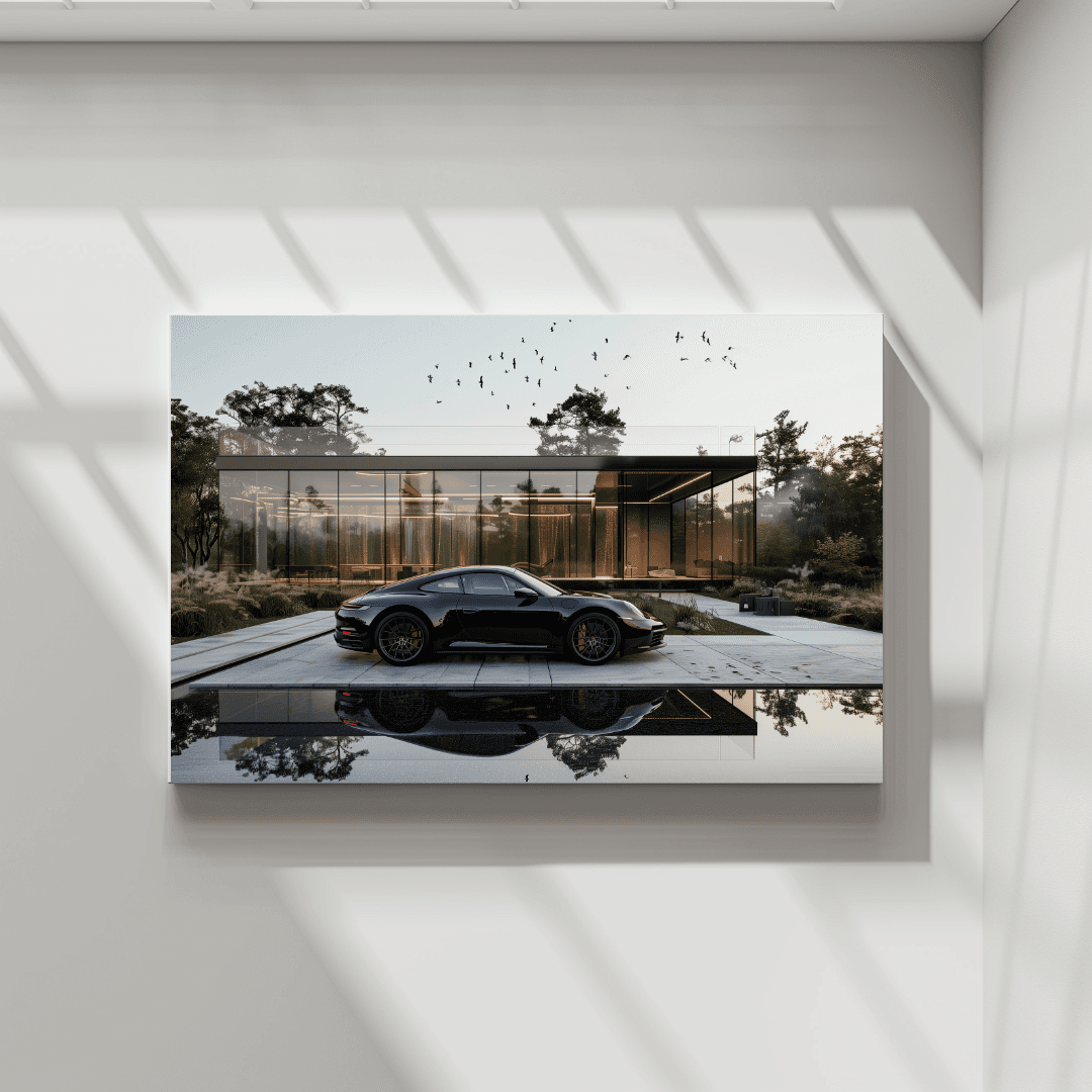 Porsche Black Porsche – Modern Villa Reflection Canvas
