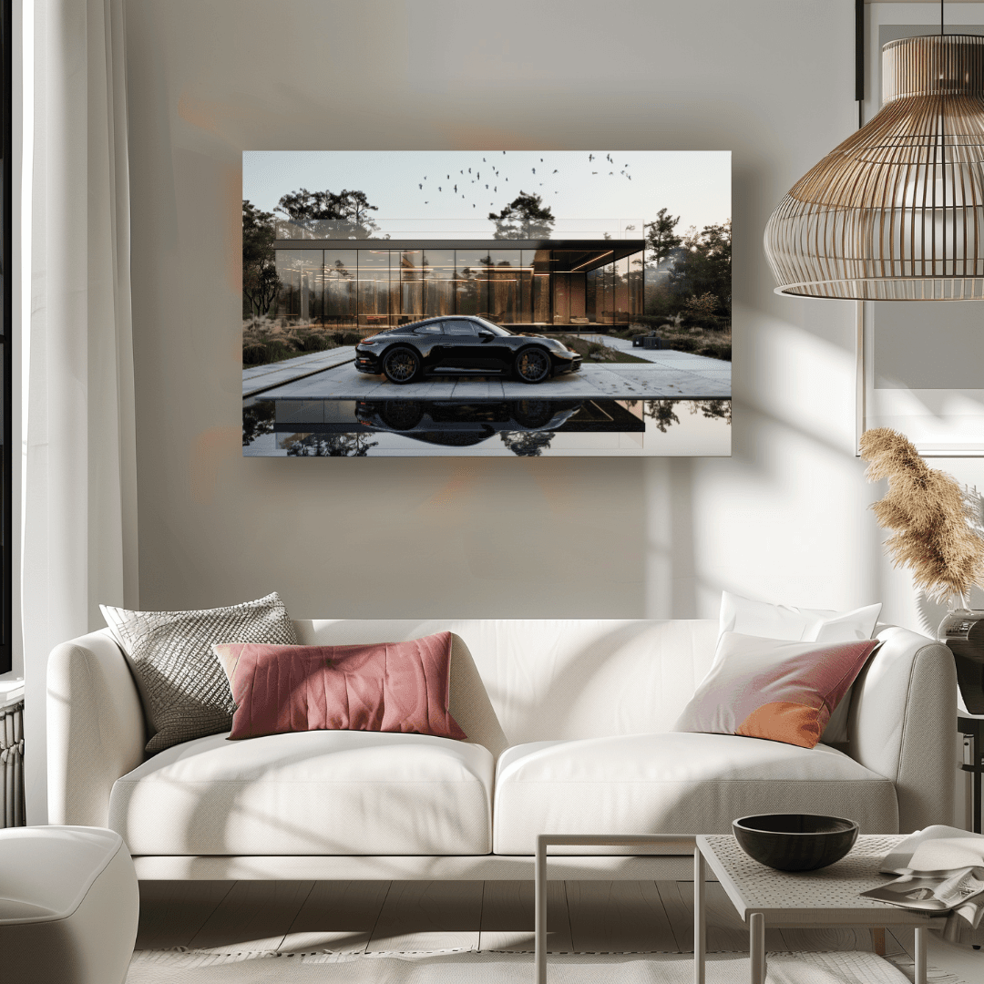 Porsche Black Porsche – Modern Villa Reflection Canvas