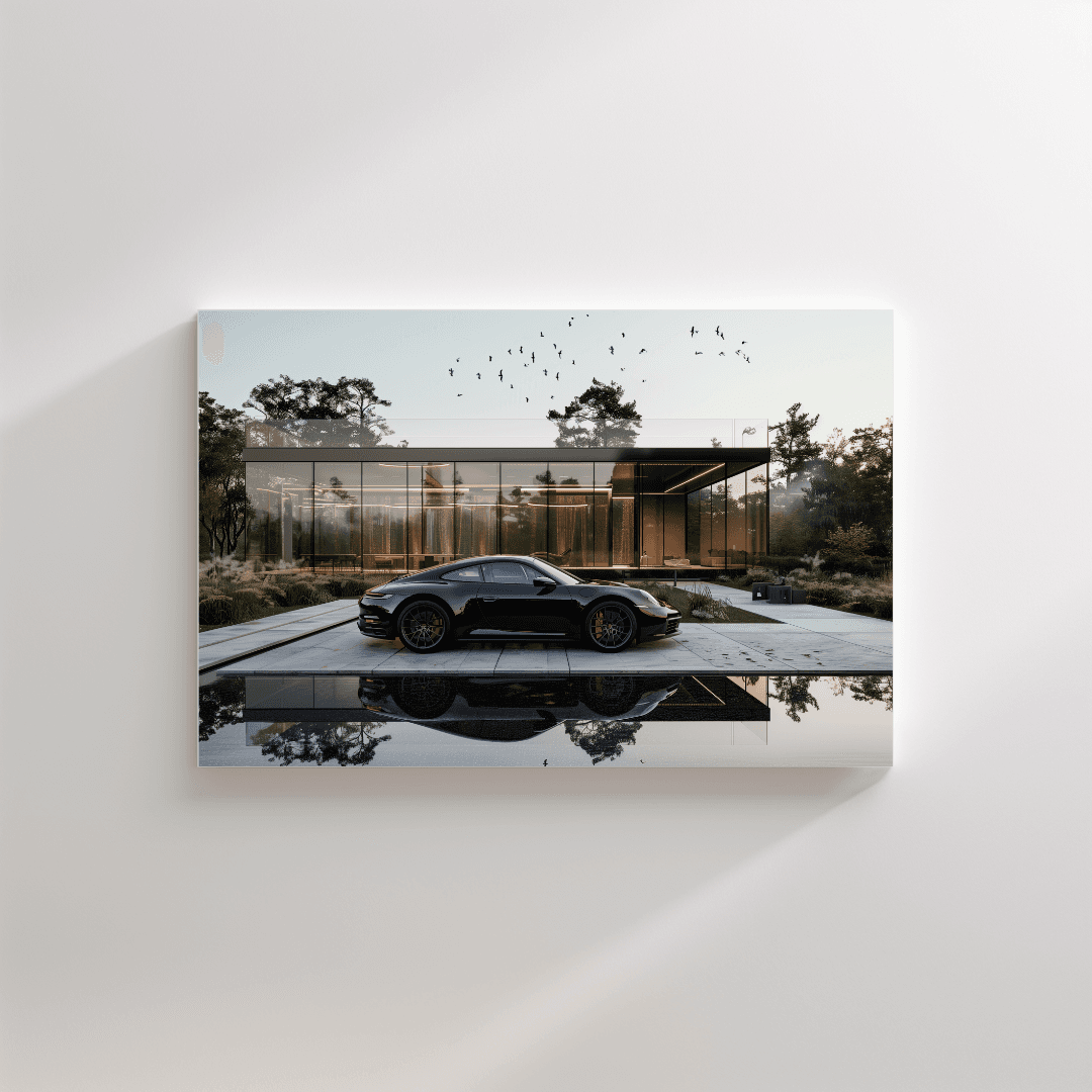 Porsche Black Porsche – Modern Villa Reflection Canvas